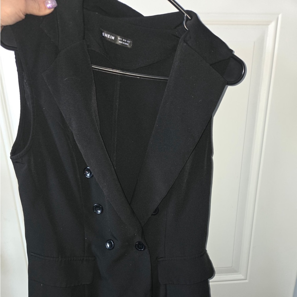SHEIN Black Double-Breasted Vest